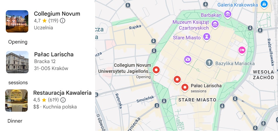 map with all the venues
